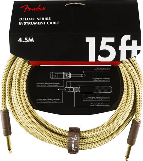FENDER Deluxe Series Instrument Cable, Straight/Straight, 15', Tweed フェンダー