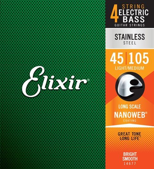 Elixir NANOWEB COATING / Stainless / Light/Medium / 45-105 / 14677 / LONG SCALE エリクサー