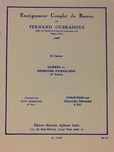 ルデュック社 ウーブラドゥス / 音階と日課練習 第2巻 (ファゴット洋書) Alphonse Leduc フェルナン ウーブラドゥ