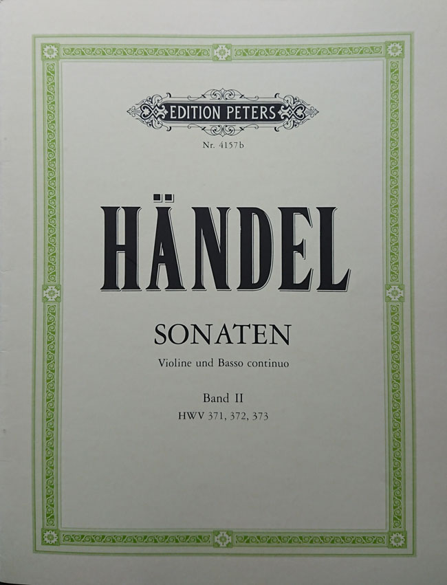 ヘンデル / ６つのバイオリン・ソナタ集 第2巻 Op.1/13-15（ヴァイオリン洋書）