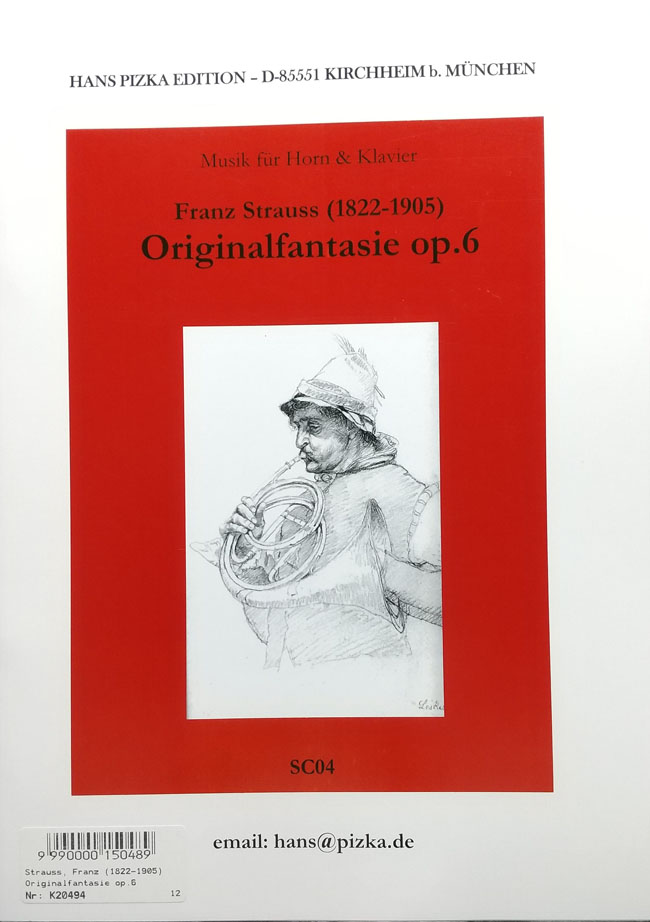 Pizka F.シュトラウス / オリジナルファンタジー Op.6(ホルン洋書) ピツカ フランツ・シュトラウス