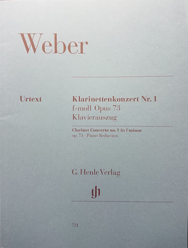 ウェーバー/クラリネット協奏曲第一番ヘ短調 Op.73,J114,WeV N11(1811）(クラリネット洋書)