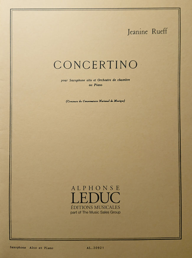 ルデュック社 リュエフ / アルト・サクソフォーンのためのコンチェルティーノ op. 17 (サックス洋書) Alphonse Leduc ジャニーヌ