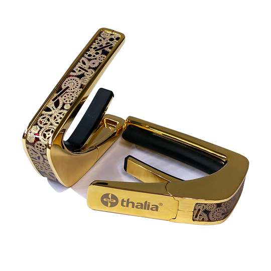 Thalia Capos 24K Gold finish with Golden Gears on Tiger Eye タリアカポ