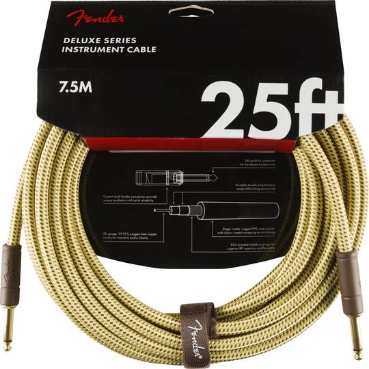 Deluxe Series Instrument Cable, Straight/Straight, 25', Tweed