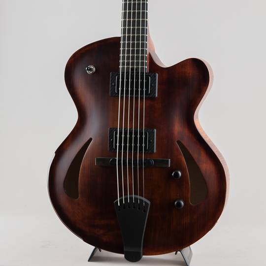 Victor Baker Guitars Model 15 Full-Hollow Brown Smoke Satin Catseye Soundholes 2 pickups Black hardware ヴィクター ベイカー サブ画像8