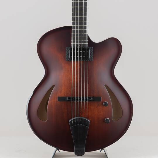 Victor Baker Guitars Model 15 Full-Hollow Brown Sunburst Satin Catseye Soundholes 1 pickup Black hardware ヴィクター ベイカー