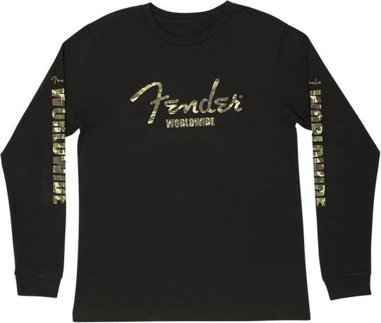 FENDER Camo Logo L/S T-Shirt, Blk S フェンダー