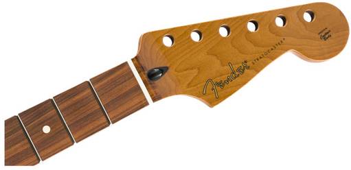 Roasted Maple Stratocaster Neck, 22 Jumbo Frets, 12", Pau Ferro, Flat Oval Shape