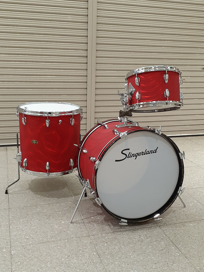 Slingerland 【VINTAGE】66' Modern Solo Outfit Red Satin Flame 3pc Set 20 12 16 さらに12Tom付属 スリンガーランド サブ画像1