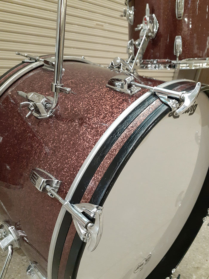 Ludwig 【VINTAGE】68' Downbeat  Sparkling Burgundy Pearl 3pc Set 20,12,14 , Cymbal Holder付属 ラディック サブ画像10
