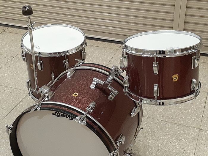 Ludwig 【VINTAGE】68' Downbeat  Sparkling Burgundy Pearl 3pc Set 20,12,14 , Cymbal Holder付属 ラディック サブ画像1