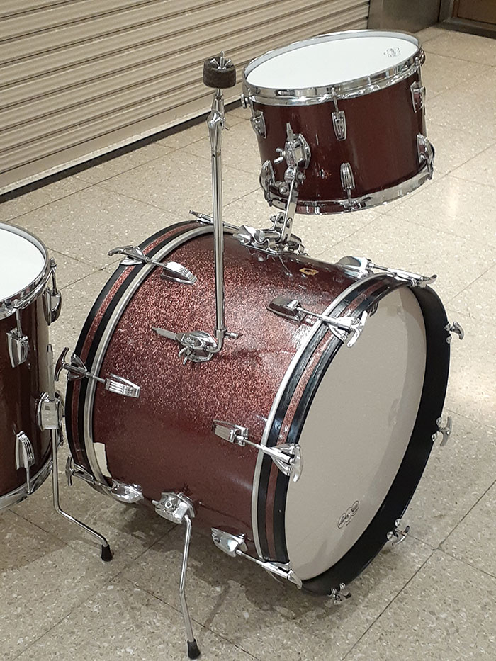 Ludwig 【VINTAGE】68' Downbeat  Sparkling Burgundy Pearl 3pc Set 20,12,14 , Cymbal Holder付属 ラディック サブ画像3