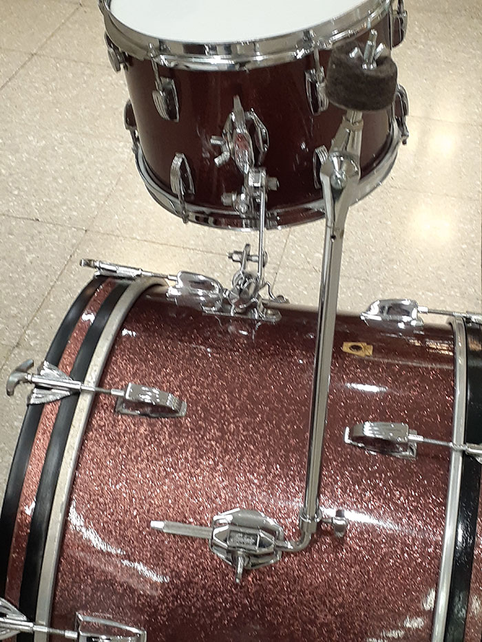 Ludwig 【VINTAGE】68' Downbeat  Sparkling Burgundy Pearl 3pc Set 20,12,14 , Cymbal Holder付属 ラディック サブ画像4