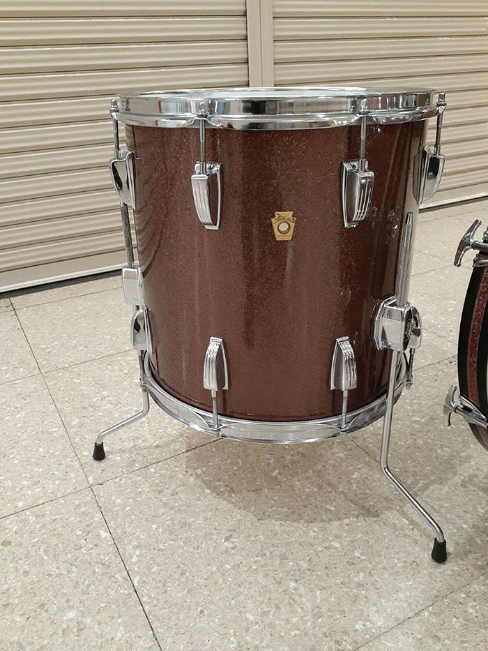 Ludwig 【VINTAGE】68' Downbeat  Sparkling Burgundy Pearl 3pc Set 20,12,14 , Cymbal Holder付属 ラディック サブ画像8