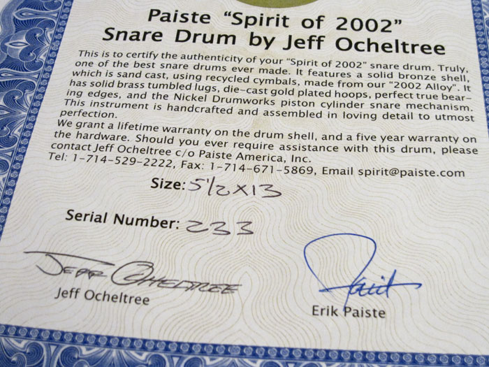 PAiSTe 【中古品】Paiste Spirit of 2002 Snare Drum by Jeff Ocheltree パイステ サブ画像9