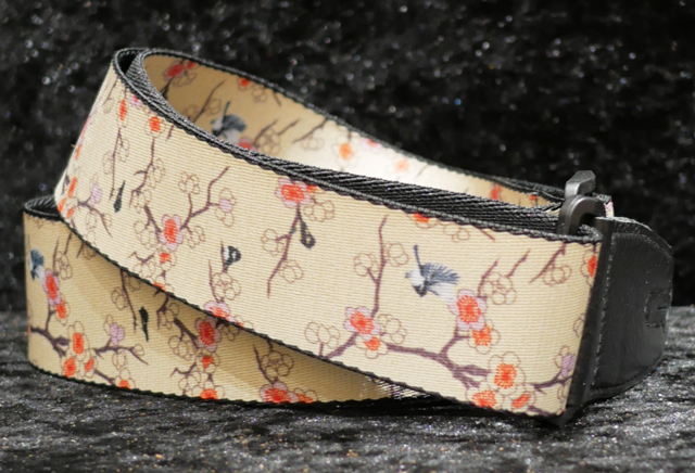 2-Inch Wide Polyester Guitar Strap with Cherry Trees & Birds Motif (MPD2-115)