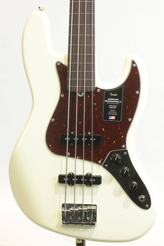  American Professional II Jazz Bass Fretless Olympic White / Rosewood