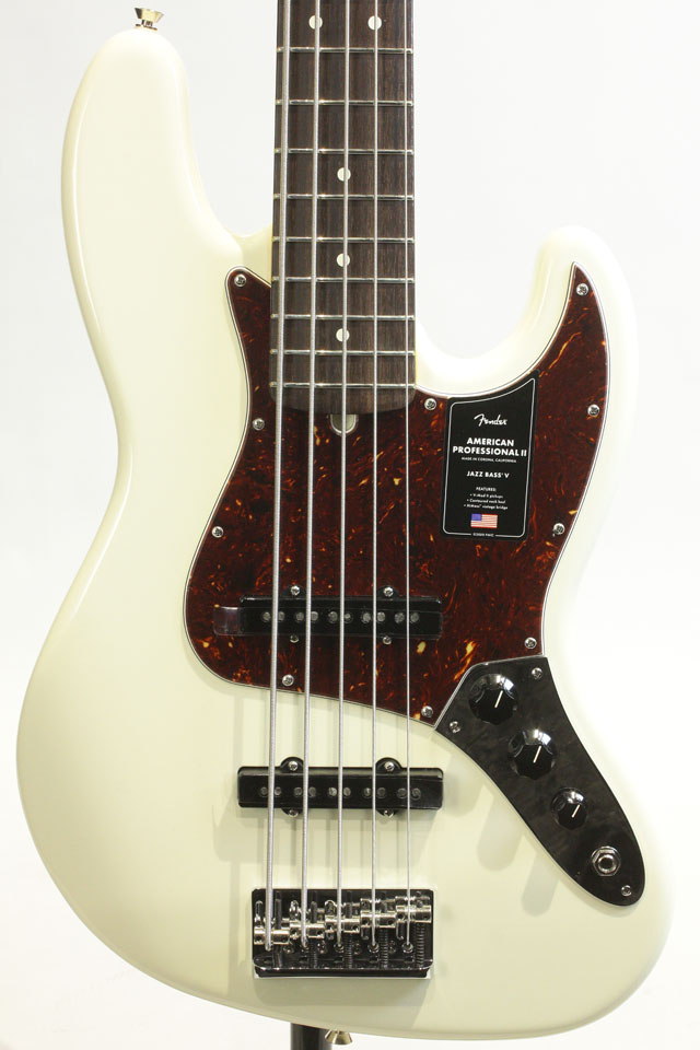  American Professional II Jazz Bass V Olympic White / Rosewood