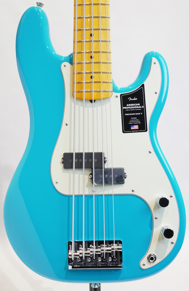 American Professional II Precision Bass V Miami Blue / Maple