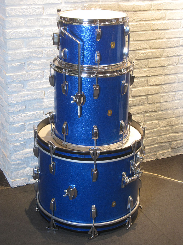 Ludwig 【VINTAGE】Early 60's DownBeat Kit Sparkling Blue Pearl 20 12 14 COB Hoops ラディック サブ画像13