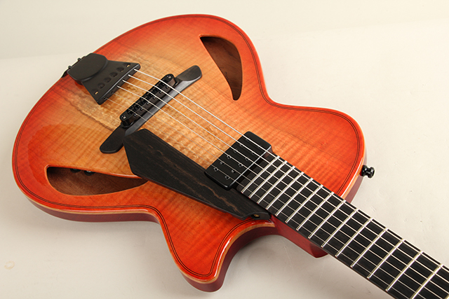 Taka Moro Guitars “Soloist” 14 Hollow Archtop Ebony Tailpiece Figured Spalted Maple Top【サウンドメッセ出展予定商品】 タカモロギターズ SM2024 サブ画像14