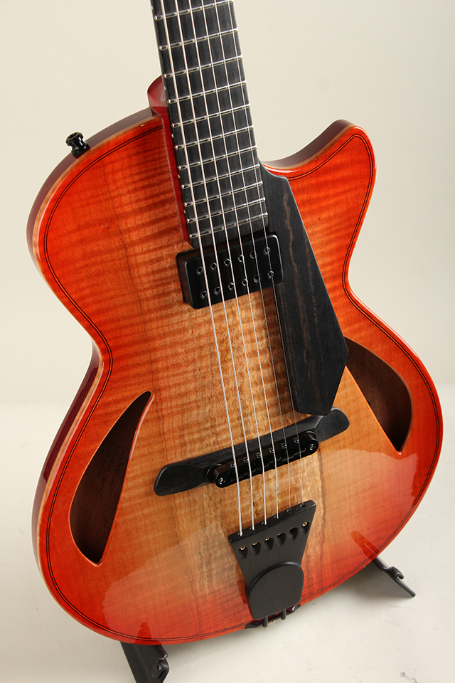 Taka Moro Guitars “Soloist” 14 Hollow Archtop Ebony Tailpiece Figured Spalted Maple Top【サウンドメッセ出展予定商品】 タカモロギターズ SM2024 サブ画像2