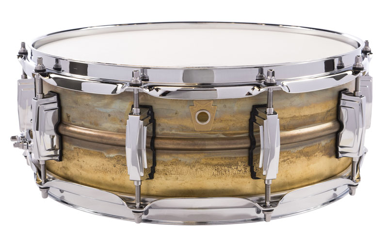 LB454R 14"x5" / P-88ACスイッチ Raw Brass Phonic Snare Drum ブラスシェル ソフトケース付き
