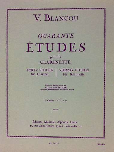 ルデュック社 ブランク/40の練習曲2 第21番－第40番(クラリネット洋書) Alphonse Leduc