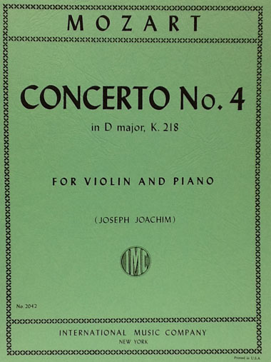 モーツァルト/ヴァイオリン協奏曲第4番ニ長調KV218(ヨアヒム編)(ヴァイオリン洋書)