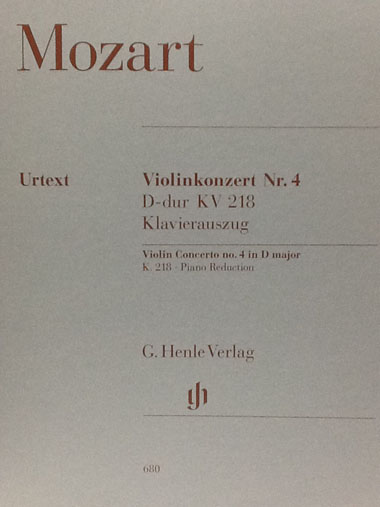 モーツァルト/ヴァイオリン協奏曲第4番ニ長調KV218原典版(ヴァイオリン洋書)