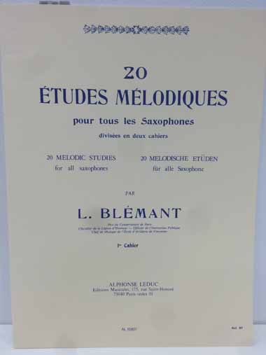 ルデュック社 ブレマン/20の旋律的練習曲第１巻(サックス洋書) Alphonse Leduc