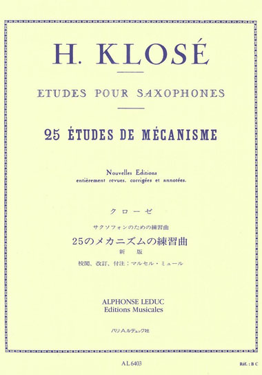 ルデュック社 クローゼ/25のメカニズムの練習曲(サックス洋書) Alphonse Leduc