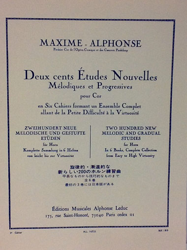 ルデュック社 マキシム＝アルフォンス/200の新しい練習曲３：40の中程度の練習曲(ホルン洋書) Alphonse Leduc