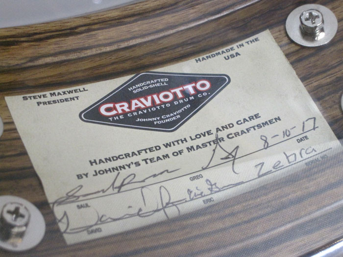 Craviotto Private Reserve Zebrawood Solid Shell 14×4.5 クラビオット サブ画像7