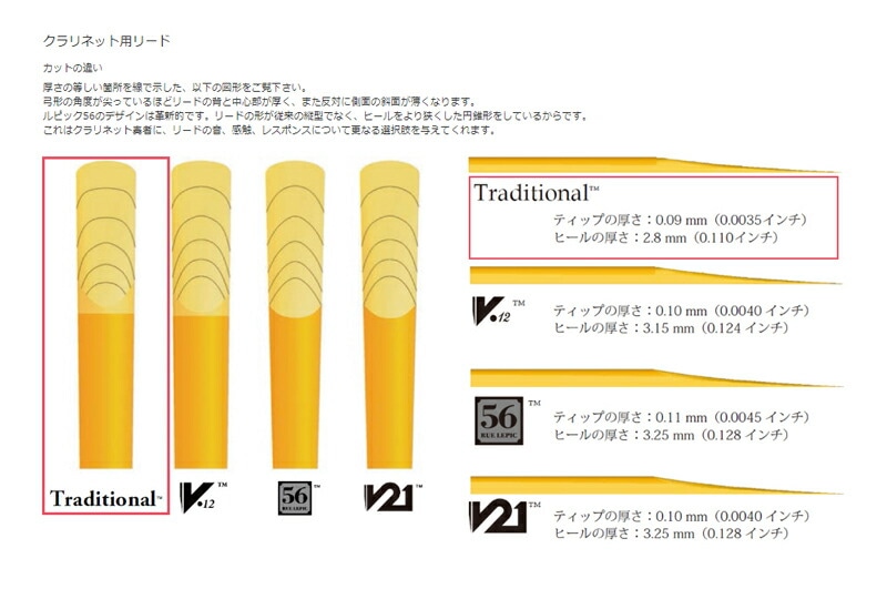 Vandoren バスクラリネット用 リード トラディショナル 【硬さ:3】 青