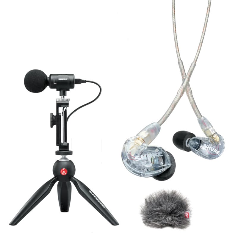 SHURE MV88+SE215-CL-A コンデンサーマイク ポータブル動画 撮影キット【国内正規品 / 2年保証】