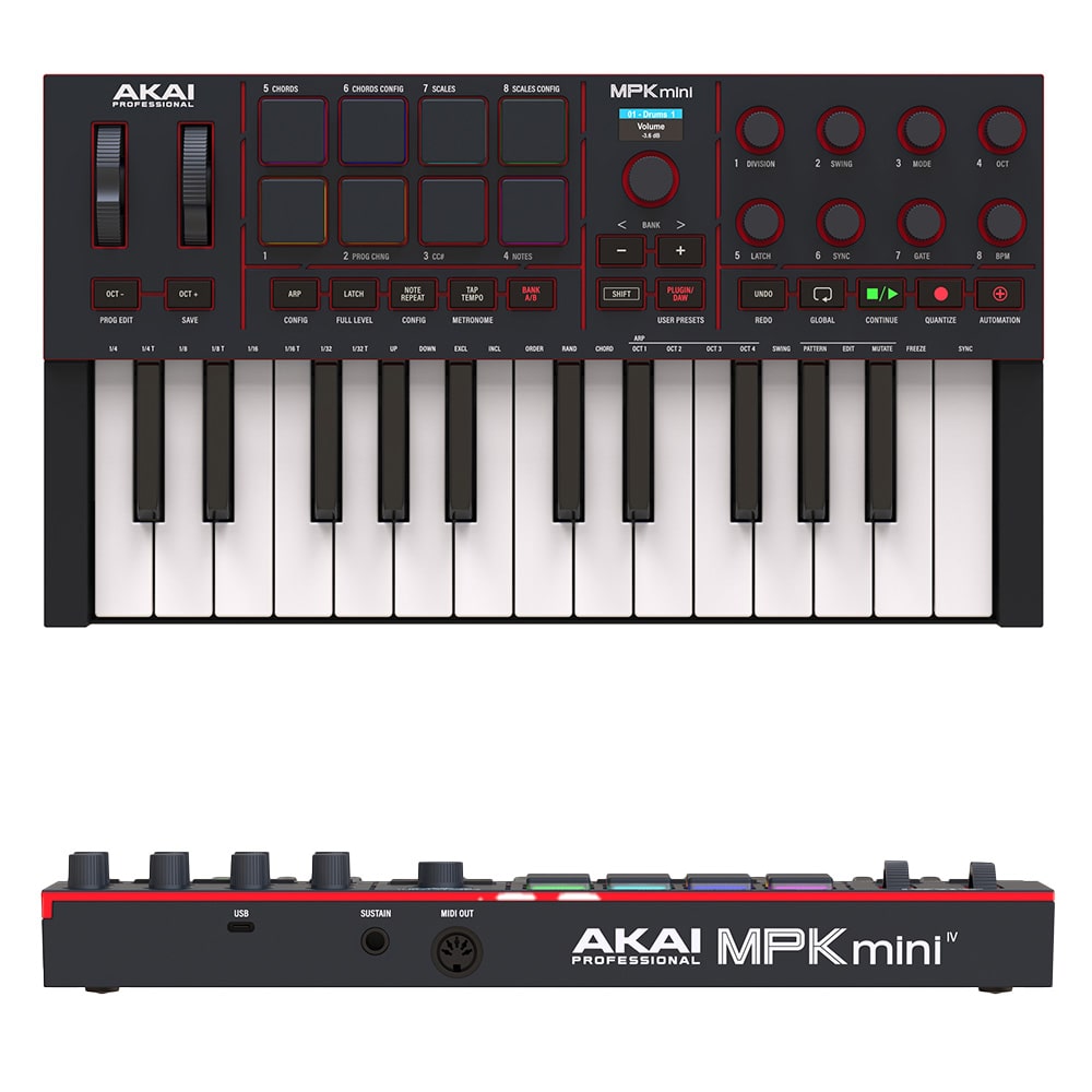 AKAI アカイ MPK mini 4 Black ブラック 25鍵 MIDIキーボード MIDIコントローラー PAD付き ブラック DZONE