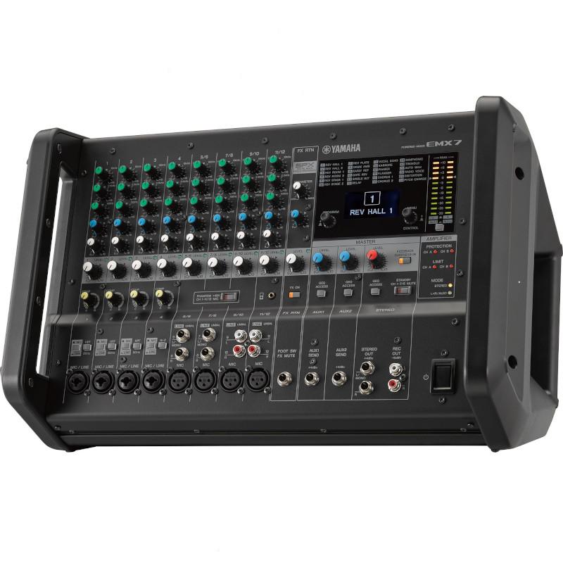 YAMAHA ヤマハ EMX7 710W+710W(4Ω)の高出力パワーアンプを内蔵し、様々な用途に対応できるボックス型パワードミキサー