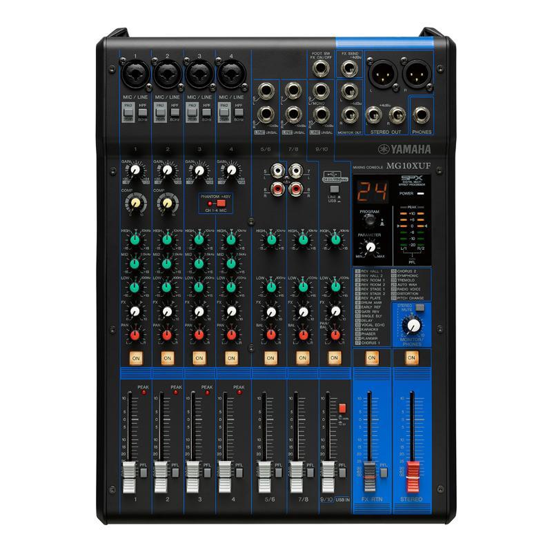 ヤマハ YAMAHA MG10XUF ミキサー MIC/LINE 4mono LINE3st SPXデジタルマルチエフェクト搭載 スライドフェーダー モデル