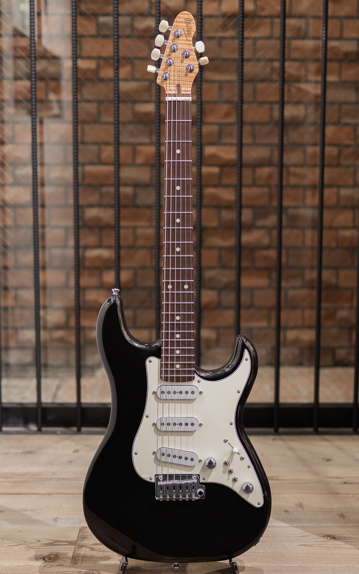 TST-201 5A Roasted Flame Maple Neck/Rosewood FB Dark Black Metallic