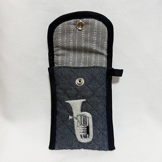 テューバマウスピースポーチ 羊毛フェルト刺繍入り<デニム> デニム Low Brass Center