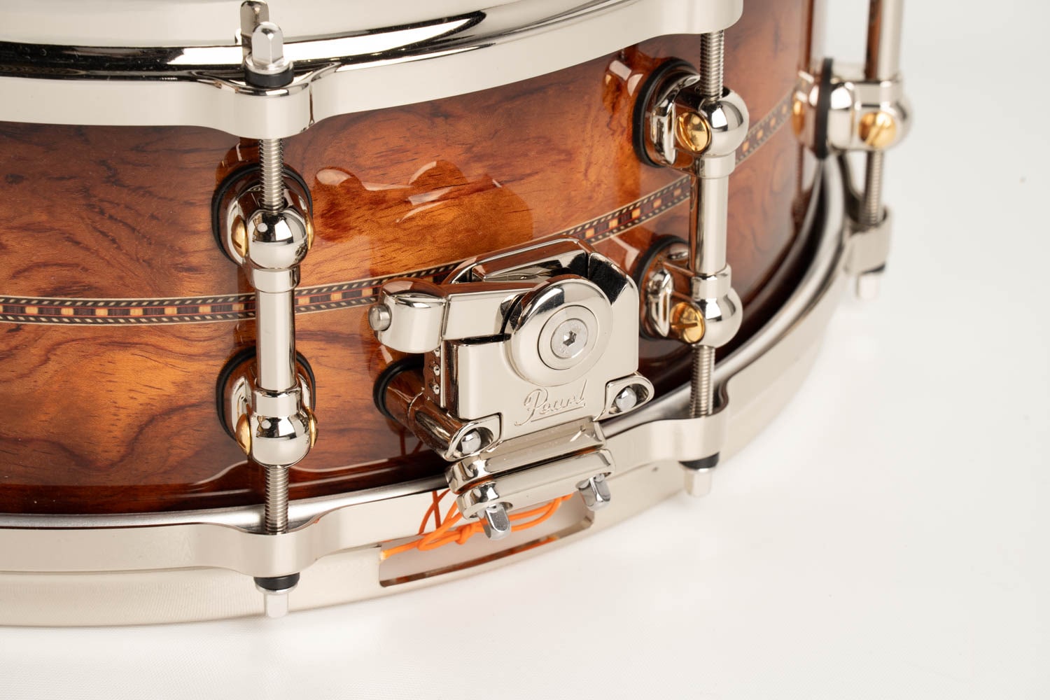 MWAC1455S/N MasterWorks Snare Drum / Artisan Natural Walnut Burst Bubinga Rosette Inlay 14"×5.5"