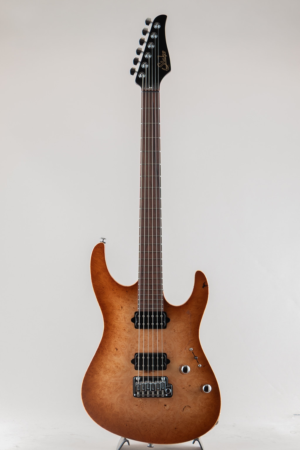Custom Modern Carve Top Burl Maple Top Natural Burst w/Alder Body/Pau Ferro Neck