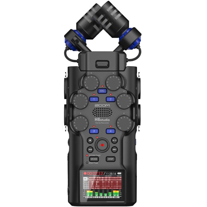 ZOOM H6studio ハンディレコーダー 超低ノイズプリアンプ4基と19.4mmの大口径XYステレオマイクを搭載、スタジオ品質32bitフロート対応 《3年延長保証(ユーザー登録)》