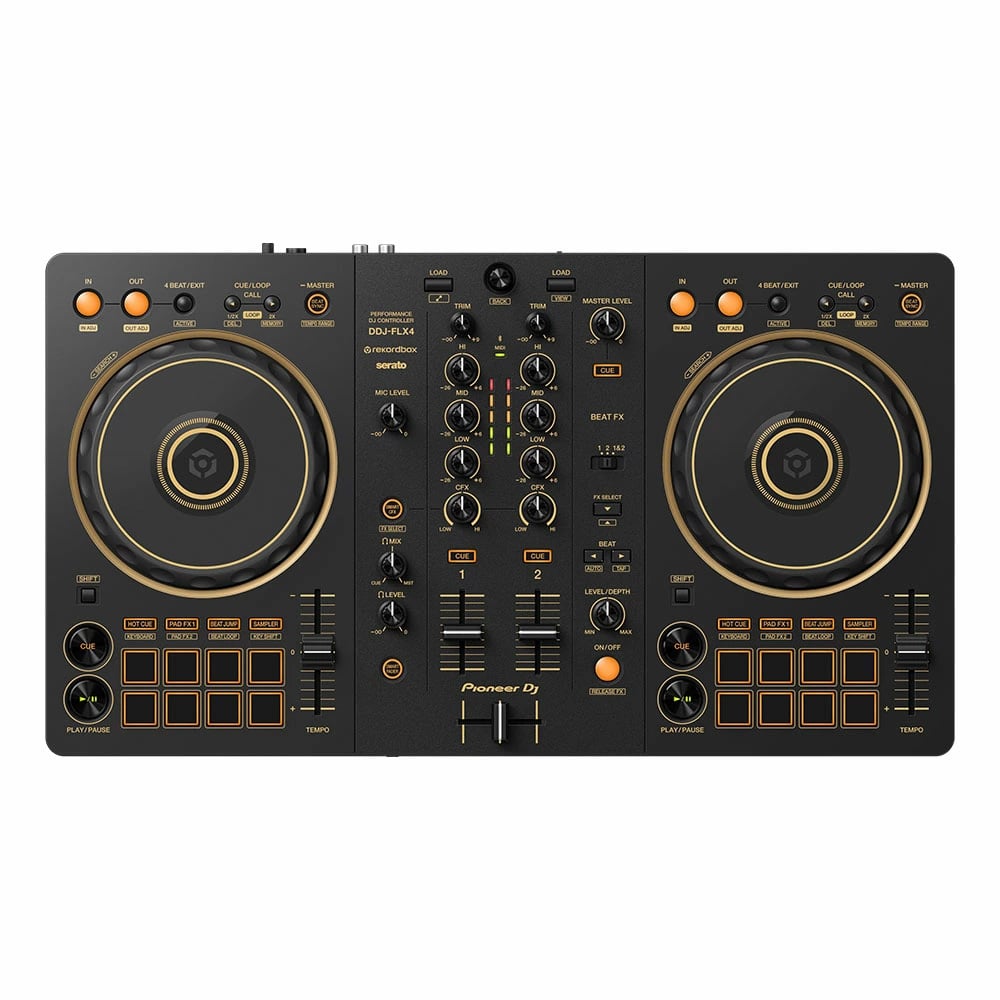 《6月26日発売》 PIONEER DJコントローラー DDJ-FLX4-N (ゴールド) + ダストカバー付き 《rekordbox / Serato DJ Lite 対応》【DDJ-400 後続機種】 ゴールド DZONE