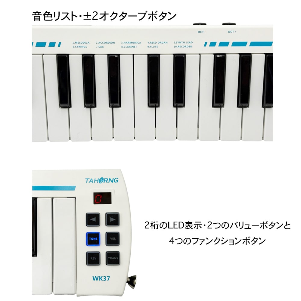 TAHORNG WINDKEY ウィンキー WK37 電子鍵盤ハーモニカ (音色10種) スピーカー内蔵 ヘッドホン/ライン出力搭載