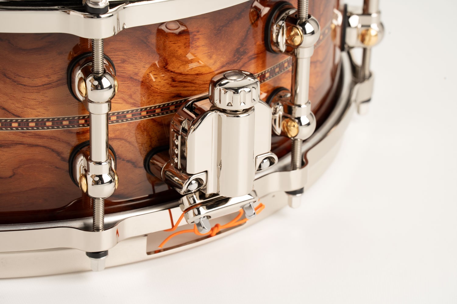 MWAC1455S/N MasterWorks Snare Drum / Artisan Natural Walnut Burst Bubinga Rosette Inlay 14"×5.5"