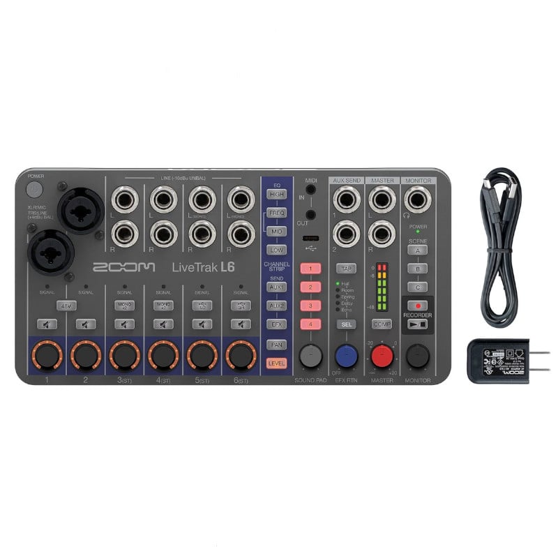 ZOOM ズーム LiveTrak L-6 ライブ演奏のミックス、モニター、レコーディングを1台で《3年延長保証(ユーザー登録)》
