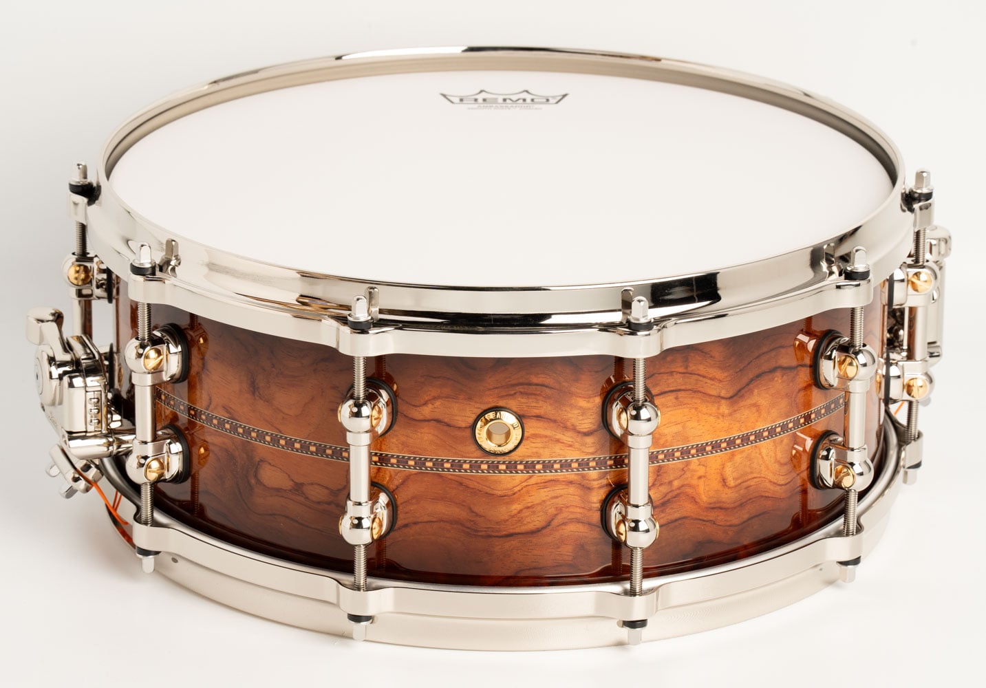 MWAC1455S/N MasterWorks Snare Drum / Artisan Natural Walnut Burst Bubinga Rosette Inlay 14"×5.5"
